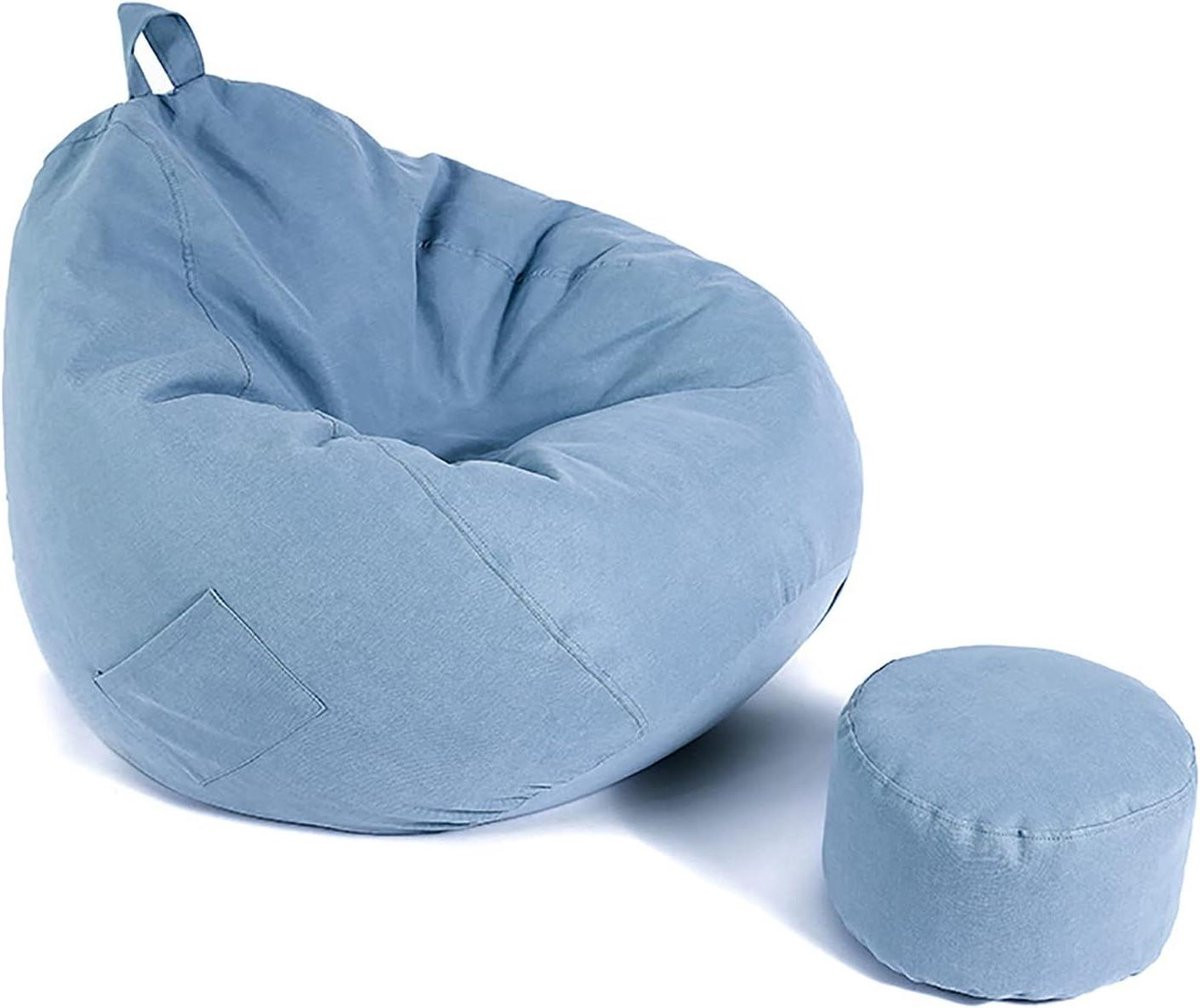 Lichtblauwe Beanbag Hoes met Zijzakken voor Zitzak Stoel, XXL 130 x 140 cm, voor Binnen en Buiten