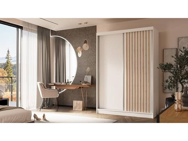 ALTDECOR Schwebetürenschrank, Kleiderschrank LABELO - 150x216 Garderobenschrank mit viel Stauraum, Vielseitiger, Schrank