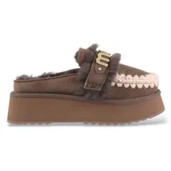 Mou für Damen. MU.FW681006A Platform Clog Holzschuhe aus Leder, braun (40), 5 bis 8 cm, Keine, Lässig