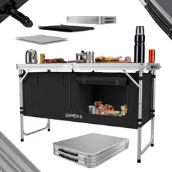 Campingküche faltbar, Grillfläche, Outdoor höhenverstellbar, Arbeitsplatte, Staufach, Tragetasche