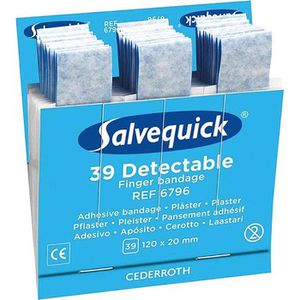 Salvequick Pflaster Detectable, 39 Strips, wasserfest, detektierbar, elastisch, 12 x 2cm