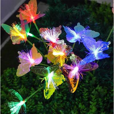 Inspire Essentials Solar Butterfly Garden Light LED Fiber Optic Outdoor Decoration With 6 Head Glow multicolor