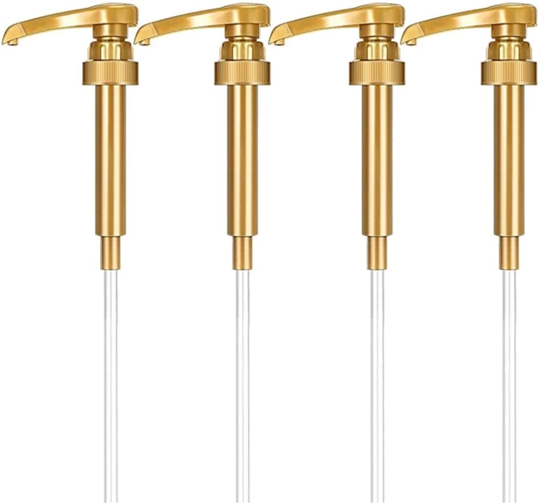 INF 4er-Pack 28/410 Presspumpköpfe für Sirupspender, Gold PP Präzisionsdüsen