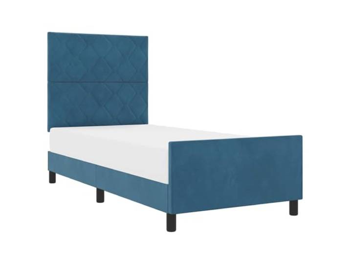 KKgypkn Boxspringbett mit Kopfteil Dunkelblau 90 x 190 cm Samt, modernes Design mit verstellbarem Kopfteil, Stabiler Rahmen aus massiver Kiefer und Holzwerkstoffen, einfacher Aufbau