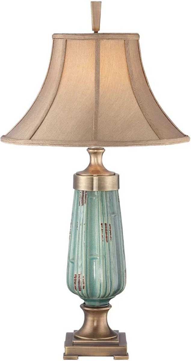 Quoizel Monteverde LED Tafellamp - Keramiek en Messing - Groen/Verouderd Messing