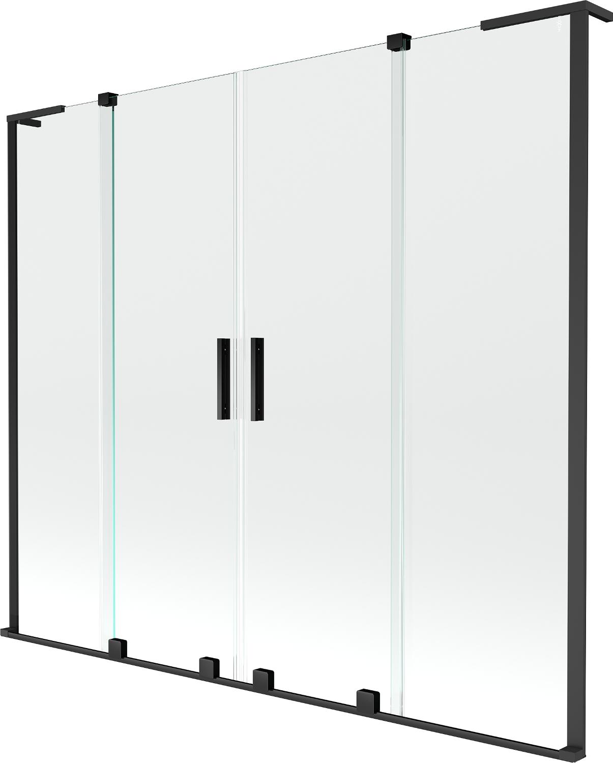 Mexen Velar L Duo, zweiteilige Badewannen-Abtrennung, verschiebbar 170 x 150 cm, transparent, schwarz - 896-170-003-02-70