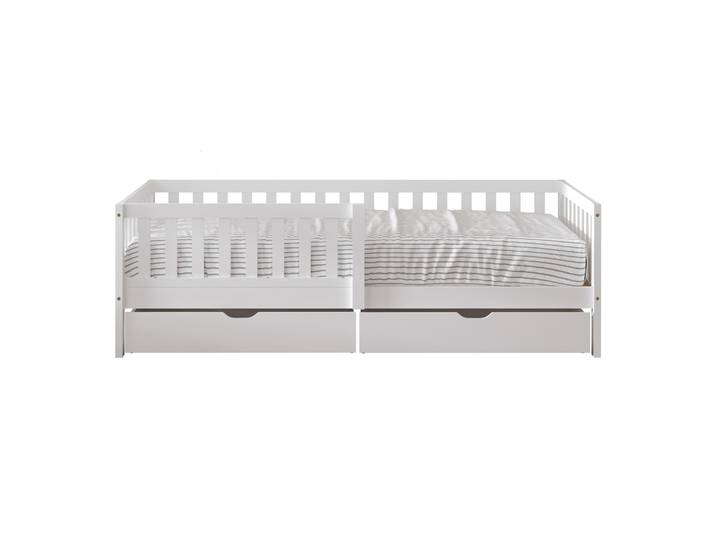 Lit Enfant - SUNNY - Isa - 1 Place - Barrière de Sécurité - 2 Tiroirs de Rangement