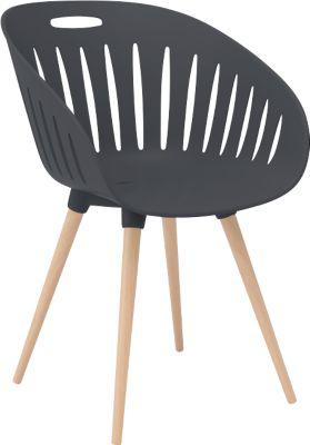 Outdoor-Stuhl Topstar T2023, 2 Stück, ergonomische Kunststoffschale, Füße ein- und ausdrehbar, anthrazit