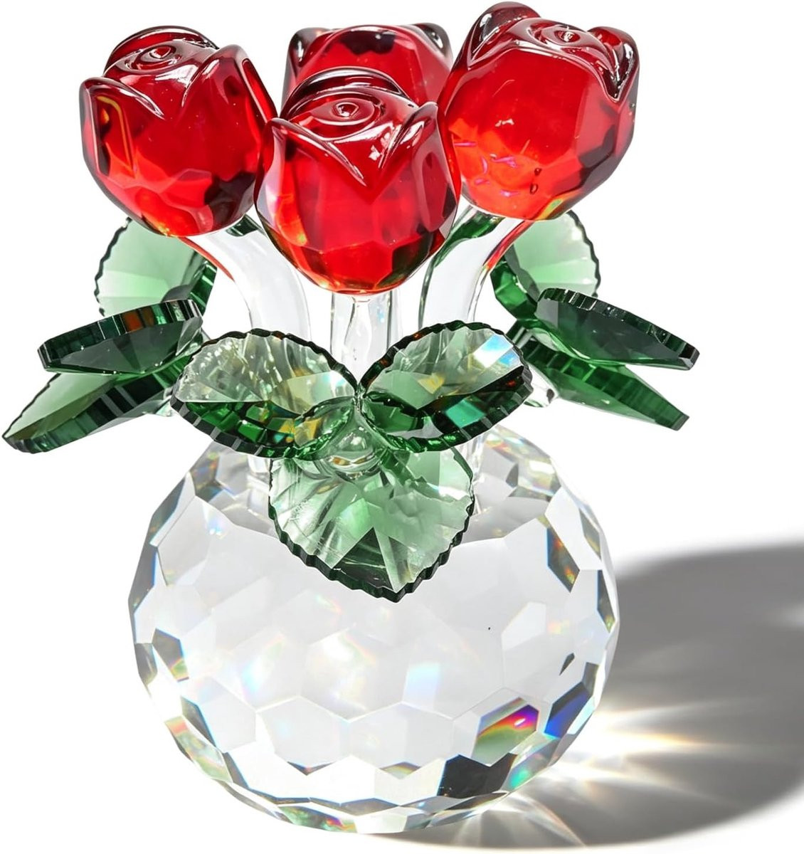 Elegante rode kristallen roos van 11,4 cm - Glazen bloemensculptuur voor decoratie en als cadeau