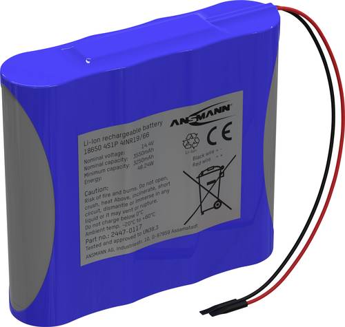 Ansmann 4S1P Akkupack 4x 18650 Kabel Li-Ion 14.4V 3350 mAh