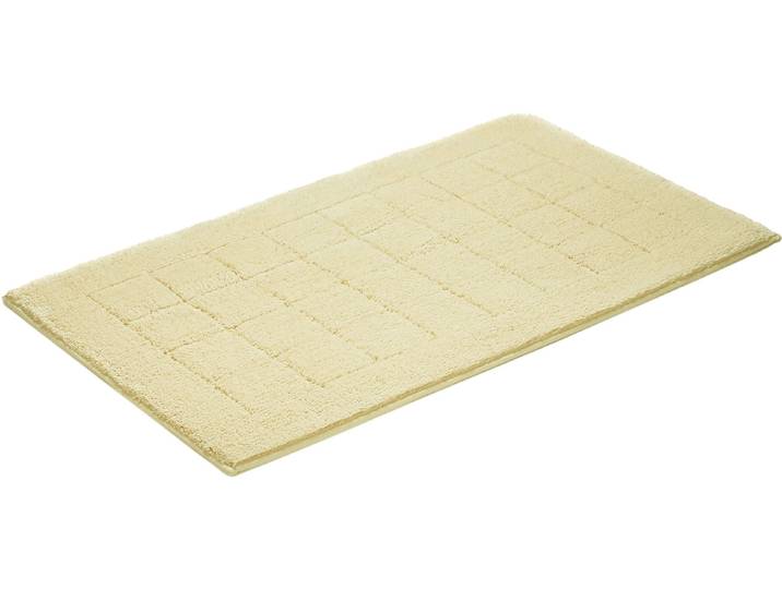 Badematte VOSSEN Exclusive Gr. 3, gelb (chamois), H:20mm, Baumwolle, Badematten, Badematte, Badteppich, Uni-Farben, Karo Muster, Hoch-Tief Effekt, reine Baumwolle