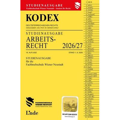KODEX Studienausgabe Arbeitsrecht FH Wr. Neustadt 2026/27, Taschenbuch von , Linde, 978-3-7073-5591-8