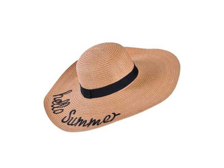 Decopatent Dames Zonnehoed 'Hello Summer' met Brede Rand, Kleur Bruin