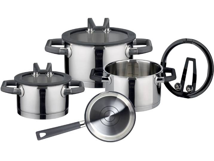 Topf-Set ELO PREMIUM Rondello , schwarz, Töpfe, mit integriertem Öl-Dosiersystem, Induktion