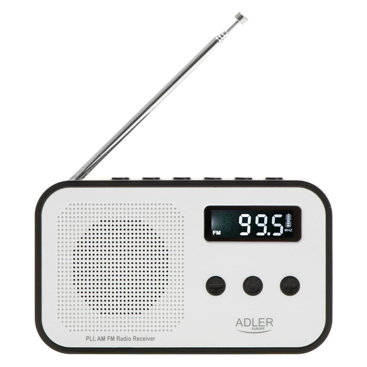 Adler Interactive solution | Digital radio PLL AM/FM | AD 1907 | Alarm function | White/Black (AM, FM) (AD 1907)