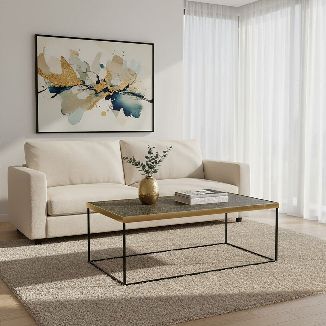 Ivy Bronx Beric Frame Coffee Table Gold 43cm H X 112cm W X 61cm D
