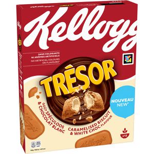 Kelloggs Cornflakes Tresor Caramelised Biscuit, 375 g, mit Creme-Füllung aus weißer Schokolade & Keks, aus Getreide