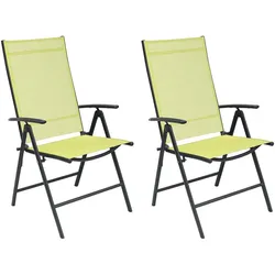 Mojawo, Gartenstühle, 2er Garten Klappstuhl Gartenstuhl - Textilen Anthrazit Limegrün 7 Pos.