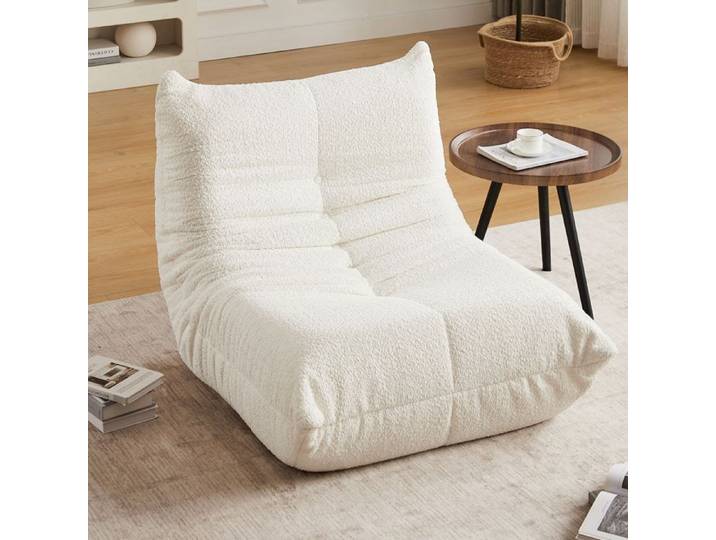 Pouf Poire Style Togo avec Mousse à Mémoire Canapé Simple pour Salon Chambre et Bureau-94x101x71cm Beige