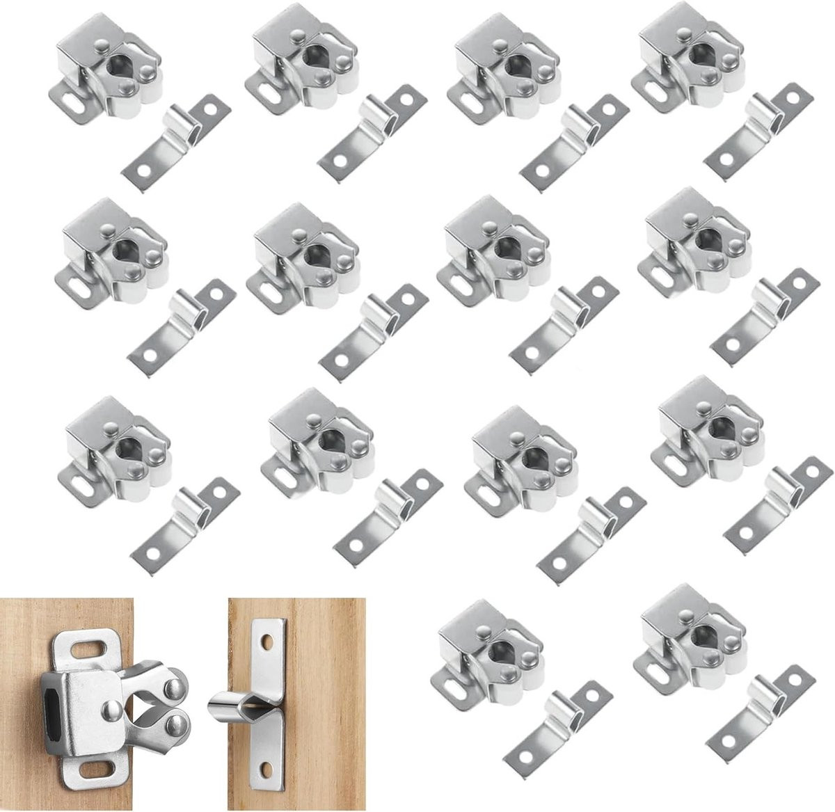 25 stuks Roller Catch voor kastdeuren en kasten inclusief schroeven - Dubbele deursluiting voor meubels