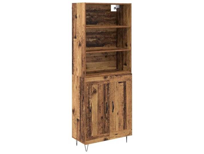 HGFDVCMR Highboard 2-teilig Altholz-Optik Standregal 69,5x32,5x180 cm Funktionaler Schrank in Altholz-Optik mit Eisenbeinen für Wohnzimmer und Esszimmer bietet vielseitigen Stauraum.