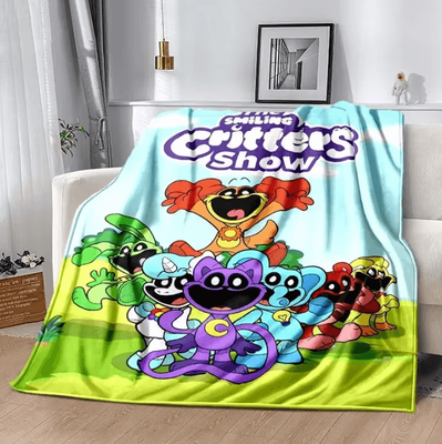 Inspire Curations Smiling Critters Cartoon Soft Flannel Throw Blanket p8 150x125cm 60x50in S