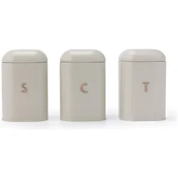 Salter BW13729OEU7 Pebble 3-teiliges Vorratsbehälter-Set Stein, Vorratsbehälter, Beige, Bronze, Grau