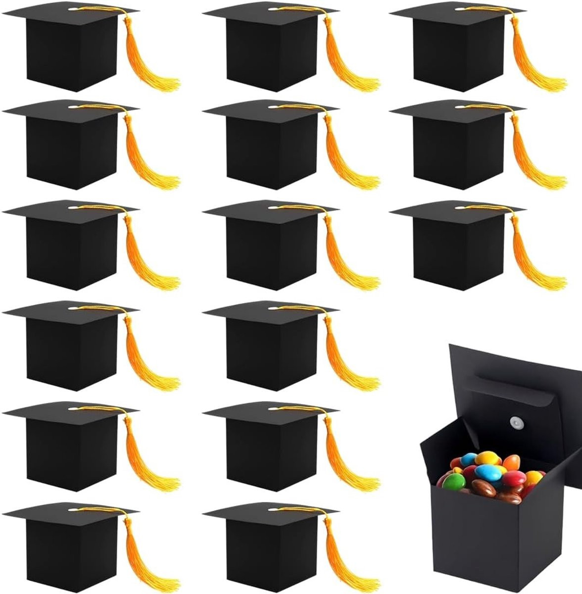 15 stuks Geschenkdozen met afsluitmutsen voor afstudeerfeesten, bonbons en gastgeschenken