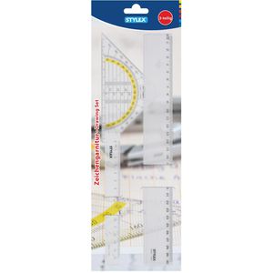 Stylex Geometrie-Set 37082, 3-teilig, 2 Lineale & Geodreieck