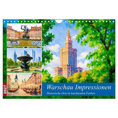 Warschau Impressionen - Historische Orte in leuchtenden Farben (Wandkalender 2027 DIN A4 quer), CALVENDO Monatskalender