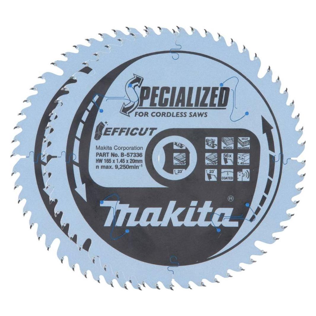 Makita B-57336-2 HM-Säge für Holz/MDF/Laminat 165X1,45X20mm 23° T56 EFFICUT 2 Stck. (B-57336-2)