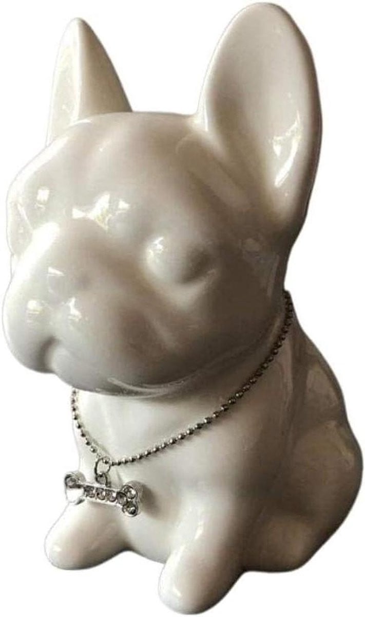 Wit Keramisch Bulldog Hondenbeeldje voor Woonkamer Decoratie