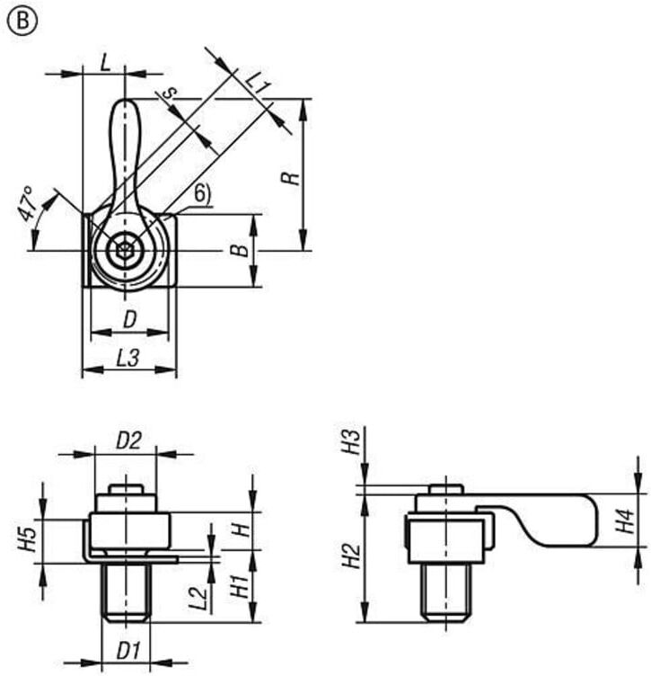 KIPP Spannexzenter mit Spannhebel Form B M08 Vergütungsstahl (K2049.081)