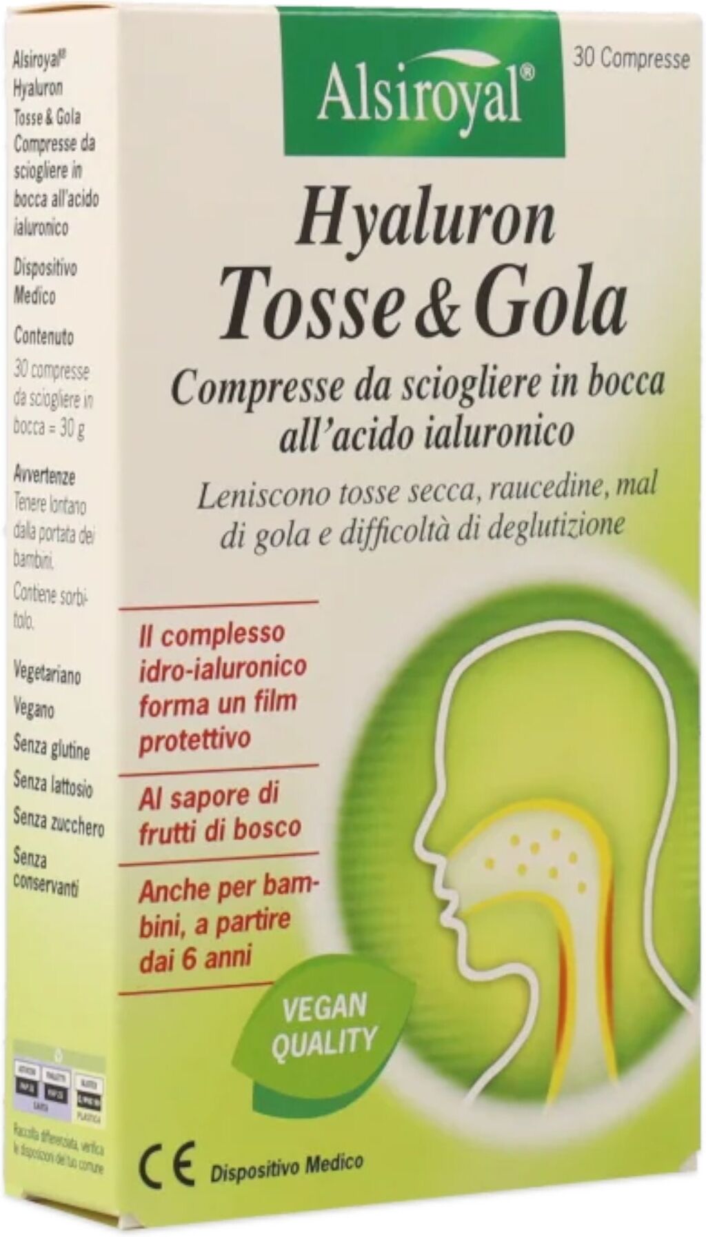 ALSIROYAL Hyaluron Tosse E Gola 30 Compresse 