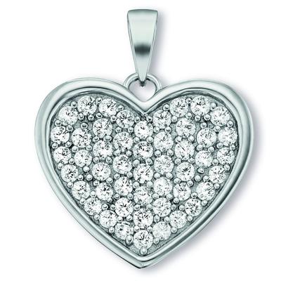 Herzkette ONE ELEMENT "Halskette - Herzkette mit Zirkonia Herz und Anhänger aus 925", silber, Halsketten, Damen, Silber 925 (Sterlingsilber), Herzkette, Zart & emotional – ein Geschenk, das von Herzen kommt