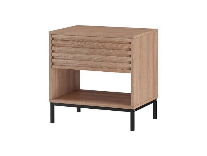 loft24 Nachtschrank Cecilie Nachttisch mit Schublade, Nachtkommode, modern, Metallgestell