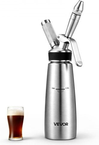 VEVOR Nitro Cold Brew Koffiemachine 0,5 l, Roestvrijstalen Nitro Koffiedispenser in Silver