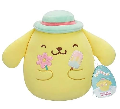 Squishmallows Sanrio Pompompurin pluche figuur met ijsje, Seize the Moment, 20 cm