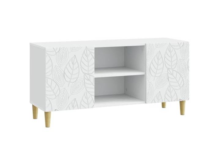 LKJephalotrope TV-Schrank Weiß 102x34,5x50 cm Holzwerkstoff Lowboard Kompaktes Lowboard in Weiß für Wohnzimmer und Schlafzimmer mit 2 Türen, Fach und Eukalyptusbeinen für Ihr TV-Gerät.