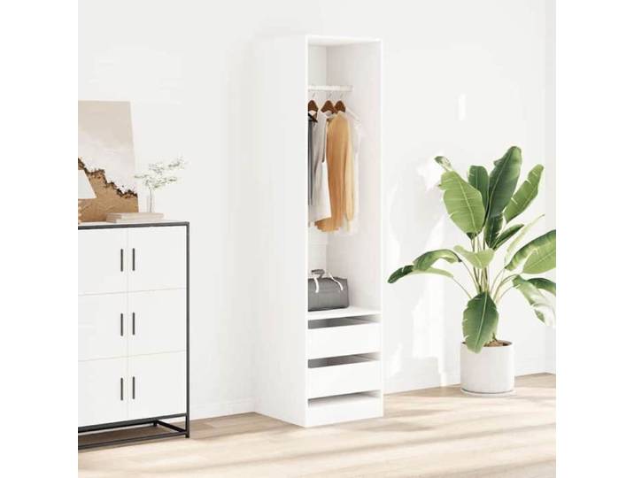 VENTE-FLASH Placard de Chambre - Garde-robe avec ti Garde-robe avec tiroirs Blanc 50x50x200cm - Bois d'ingénierie ( 2746264)