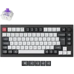 Keychron Q1 HE Knob 75% Alu RGB Gateron Magnetic bk H (DE, Kabelgebunden, Kabellos), Tastatur, Weiss, Schwarz