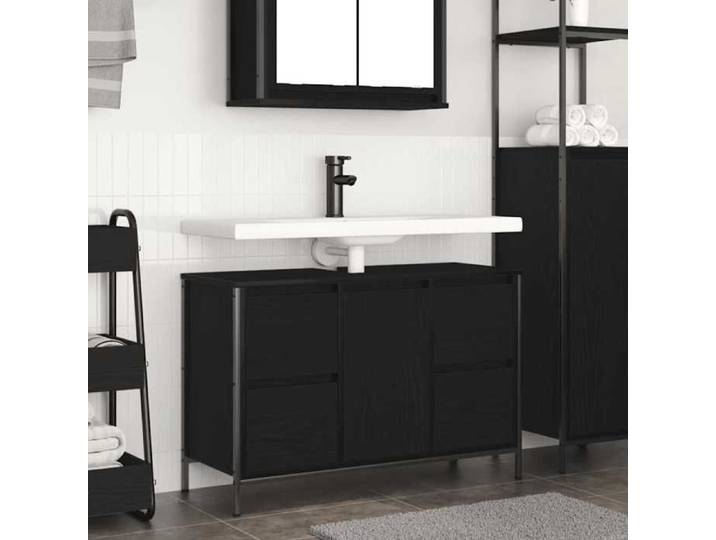 Meuble sous-vasque avec tiroirs chêne noir 90x34 5x60 cm meuble vasque de salle de bain meuble sous vasque de salle 861887