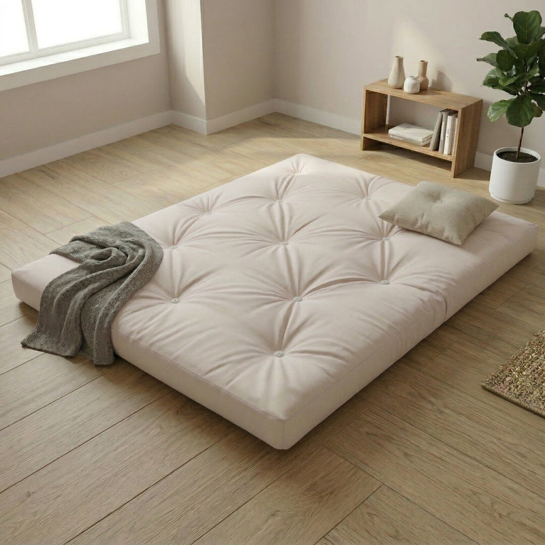 Symple Stuff 15cm Futon Mattress Futon Mattress Cream Small Double (4')