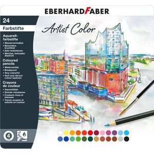 Eberhard-Faber Aquarellstifte Artist Color, 516025, farbig sortiert, im Metalletui, 24 Stück