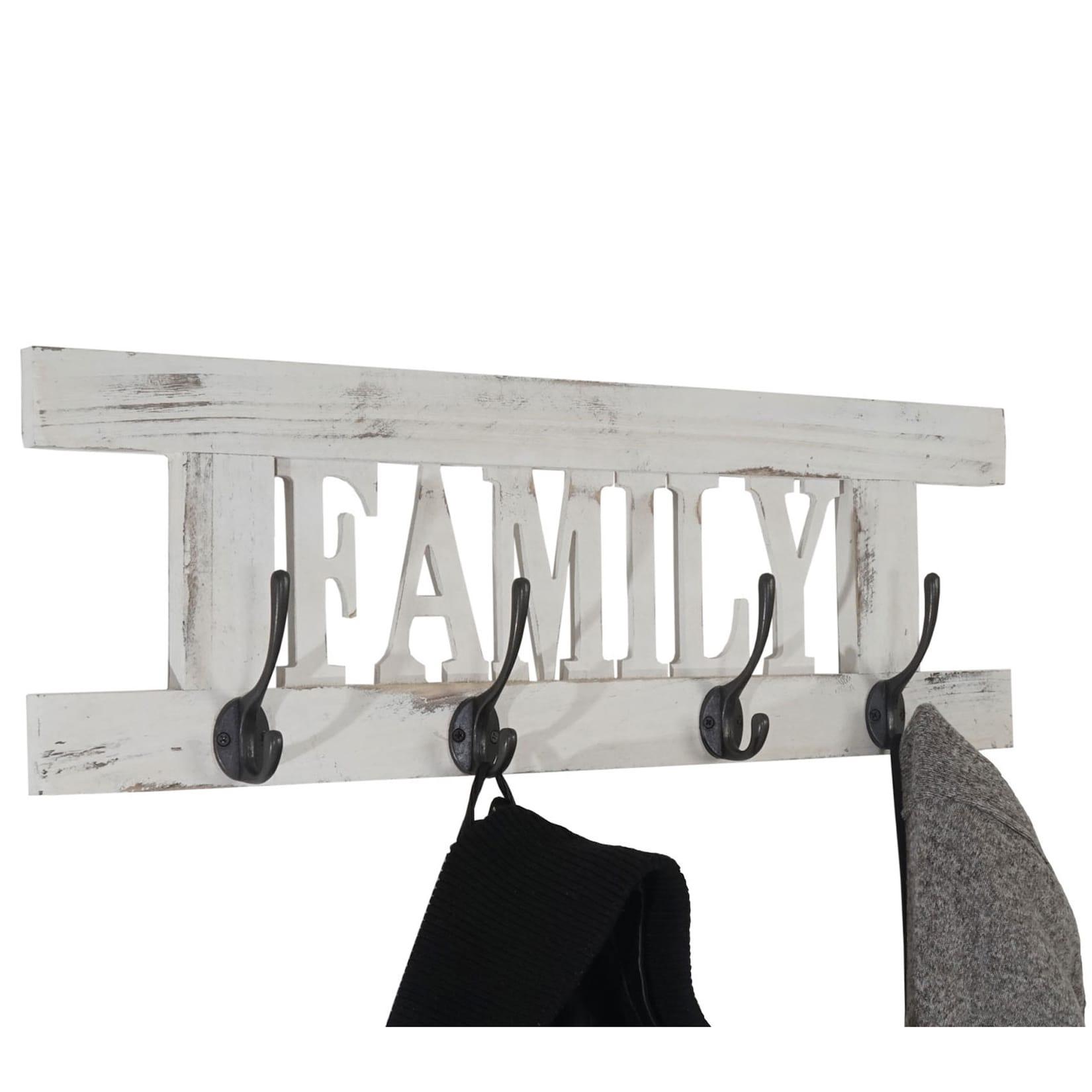 Wandgarderobe H503 Family, Garderobe Garderobenpaneel, Shabby-Look Vintage 20x60cm ~ weiß