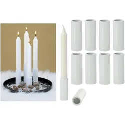 Novaliv, Kerzenständer, 8x Kerzenhalter für Stabkerzen candle holder magentisch WEISS 2,8x7,5cm Wohnzimmerdeko