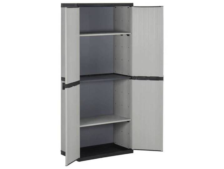 Armoire de rangement de jardin - WIENS - Hangar de Stockage - 3 étagères Gris/noir 68x40x168cm - anti-basculement LH7044588