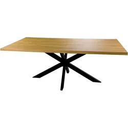 Massivholz »Fred double-X« Wildeiche Esstisch 180x90 cm / Wildeiche natur / Baumkante