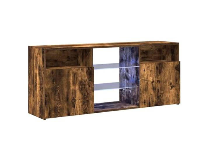 vidaXL TV Schrank mit LED-Leuchten Lowboard TV Möbel Tisch Board Sideboard Fernsehtisch Fernsehschrank HiFi-Schrank Räuchereiche 120x30x50cm