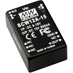 MeanWell, Spannungswandler, DC/DC-Wandler 18... 36V 5V 2.4A 12W